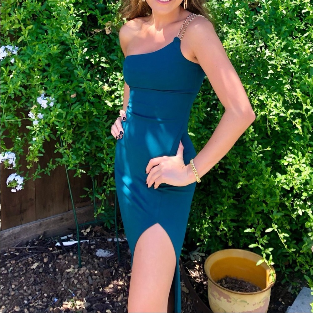 Nookie Estella One Shoulder Gown in Teal (XS)